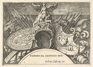 Plate 1: trophies of Roman arms from decorations above the windows on the second floor ..., 1656-58. Creator: Giovanni Battista Galestruzzi.