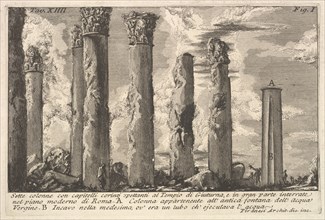 Seven columns of the Temple of Juturna with Corinthian capitals . . .