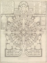 Plan of a spacious and magnificent College designed after the ancient gymnasia of the Gree..., 1750. Creator: Giovanni Battista Piranesi.