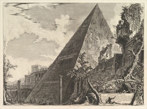 The Pyramid of Gaius Cestius, from Vedute di Roma