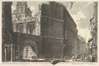 Veduta degli avanzi del Foro di Nerva, l'arcade et la muraille