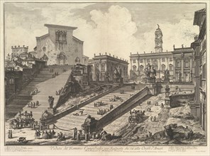 The Capitol and the steps of S. Maria in Aracoeli (Veduta del Romano Camipidoglio con ..., ca. 1775. Creator: Giovanni Battista Piranesi.