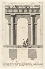 Partial elevation and plan of the first-order portico at the Theater of Marcellus (Dimostr..., 1756. Creator: Giovanni Battista Piranesi.