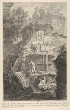 Plate 6: 'Ruins of an ancient tomb in front of ruins of an ancient aqueduct; above the arc..., 1743. Creator: Giovanni Battista Piranesi.