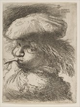 Young man with a trumpet facing left, from the series of 'Small Heads in Oriental..., ca. 1645-1650. Creator: Giovanni Benedetto Castiglione.