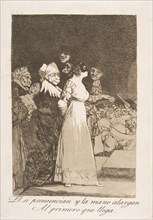Plate 2 from 'Los Caprichos' : They say yes and give their hand to the first comer