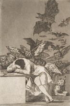 Plate 43 from 'Los Caprichos': The sleep of reason produces monsters