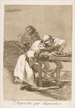 Plate 78 from' Los Caprichos': Be quick, they are waking up (Despacha, que dispiértan.), 1799. Creator: Francisco Goya.