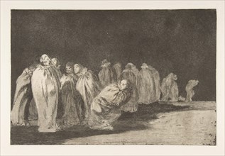 Plate 8 from the 'Disparates': The men in sacks, ca. 1816-23 (published 1864). Creator: Francisco Goya.