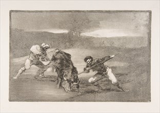 Plate 2 of the 'Tauromaquia': Another way of hunting on foot, 1816. Creator: Francisco Goya.