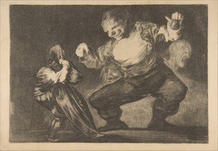 Plate 4 from the 'Disparates': Simpleton, ca. 1816-23 (private printing ca.1854). Creator: Francisco Goya.