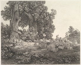 Ideal Landscape with Sleeping Shepherd and Sheep.n.d. Creator: Heinrich Theodor Wehle.
