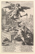 Fame and History, from the series The Roman Heroes, 1586. Creator: Hendrik Goltzius.