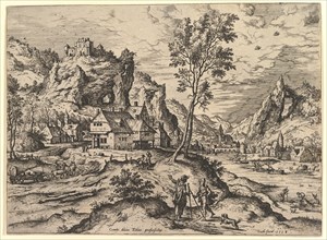 Tobit from Landscapes with Biblical and Mythological Scenes, 1558. Creator: Hieronymus Cock.