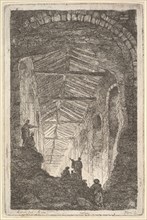 Plate 10: The Ancient Gallery: a large covered gallery, light entering from the bac..., ca. 1763-64. Creator: Hubert Robert.