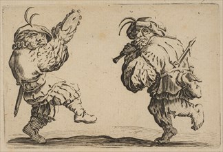 Les Danseurs a la Flute et au Tambourin (Two Dancers Playing the Flute and the Tambouri..., 1617-20. Creator: Jacques Callot.