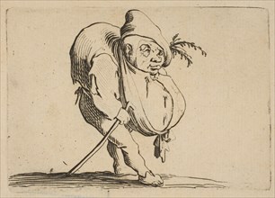 Le Bossu a La Canne (The Hunchback with a Cane), from Varie Figure Gobbi, suite appelée..., 1616-22. Creator: Jacques Callot.