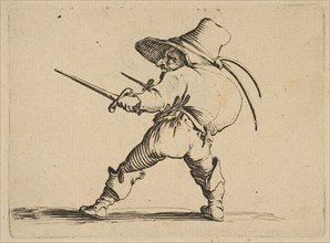 Le Duelliste a L'Épée et au Poignard (The Duelist with a Sword and Daggar), from Varie ..., 1616-22. Creator: Jacques Callot.
