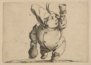 Le Beveur vu de Face (The Drinker Viewed from the Front), from Varie Figure Gobbi, suit..., 1616-22. Creator: Jacques Callot.