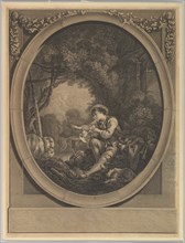 L'Départ du Courier (The Departure of the Messenger), 18th century. Creators: Jacques Firmin Beauvarlet, Francois Boucher.