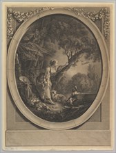 L'Arrivée du Courier (The Arrival of the Messenger), 18th century. Creators: Jacques Firmin Beauvarlet, Francois Boucher.