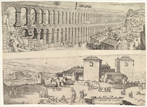 The Aqueduct at Segovia and The Castle of Madrid, 1500-1599. Creator: Jan Cornelisz Vermeyen.