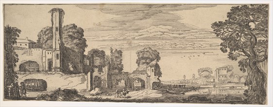 Riverscape with Ruins of a Castle (from Landscapes and Ruins), ca. 1615. Creator: Jan van de Velde II.