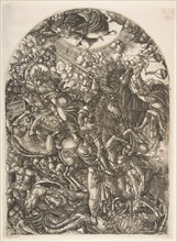 Saint John sees the Four Horsemen, from the Apocalyspe.n.d. Creator: Jean Duvet.