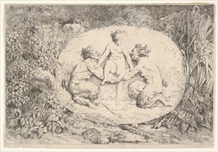 Nymph Supported by Two Satyrs, 1763. Creator: Jean-Honore Fragonard.
