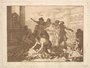 La Peste chez les Philistins (Plague Among the Philistines), in an album containing R..., 1782-1821. Creator: Jean Jacques Lagrenee.