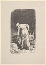 Woman Cutting Wheat, 1853. Creator: Jacques-Adrien Lavieille.