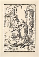 Woman Emptying a Bucket, 1834-75. Creator: Pierre Millet.