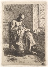 The Seamstress, 1853. Creator: Jean Francois Millet.