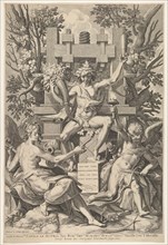 Bacchus, Music, Amor, 1575-1600. Creator: Johann Sadeler I.