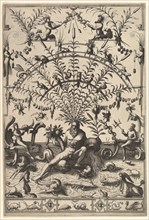 Modern Grotesque Decoration with a River God, 1557. Creator: Johannes van Doetecum I.