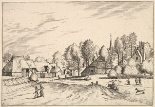 Country Village with Church Tower from Multifariarum casularum ruriumque lineamenta cur..., 1559-61. Creator: Johannes van Doetecum I.