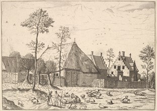 Shed with Cottage, from The Small Landscapes, 1559-61. Creator: Johannes van Doetecum I.