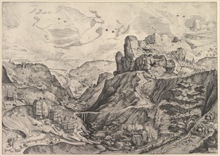 Alpine Landscape with a Deep Valley from The Large Landscapes, ca. 1555-56. Creator: Johannes van Doetecum I.