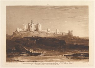 Dunstanborough Castle (Liber Studiorum, part III, plate 14), June 10, 1808. Creator: JMW Turner.