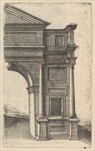 Half of an Arch [Porta Antonae] from the series 'Ruinarum variarum fabricarum delineatione..., 1554. Creator: Lambert Suavius.