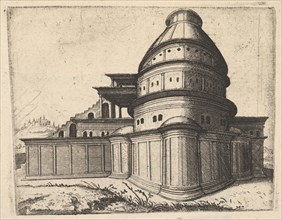 Building [Aerarii Publici Rome] from the series 'Ruinarum variarum fabricarum delineatione..., 1554. Creator: Lambert Suavius.