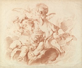 L'Air (The Air): A Group of Three Putti on Clouds, 18th century. Creator: Louis Marin Bonnet.