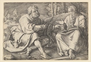 Sts. Peter and Paul Seated in a Landscape, 1527. Creator: Lucas van Leyden.