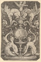 Panel of Ornament with Two Sirens, 1528. Creator: Lucas van Leyden.