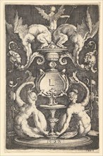Panel of Ornament with Two Sirens, 1528. Creator: Lucas van Leyden.