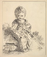 Un enfant assis sur une motte de terre (An enfant seated on a clod of earth), after Le Pet..., 1751. Creator: Madame de Pompadour.