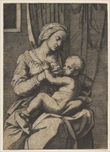 Virgin nursing the infant Christ on her lap, 1515-20. Creator: Marco Dente.