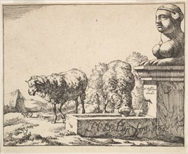 Sheep, from a set of 16 plates, 1664. Creator: Marcus de Bye.