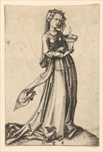 The Fourth Wise Virgin, from the series The Wise and Foolish Virgins, ca. 1435-1491. Creator: Martin Schongauer.