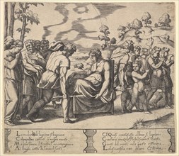 Plate 5: Psyche carried on a litter, from the 'Fable of Cupid and Psyche', 1530-60. Creator: Master of the Die.
